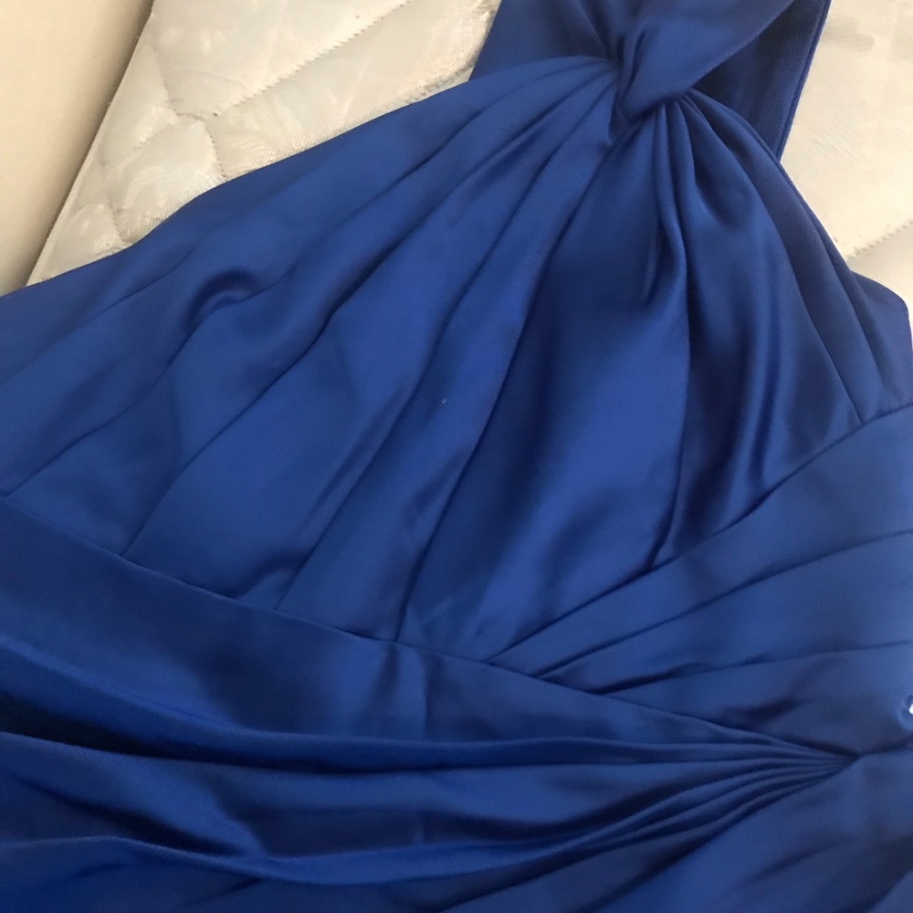 David’s Bridal Floor length one shoulder satin bridesmaid dress - Picture 3 of 7